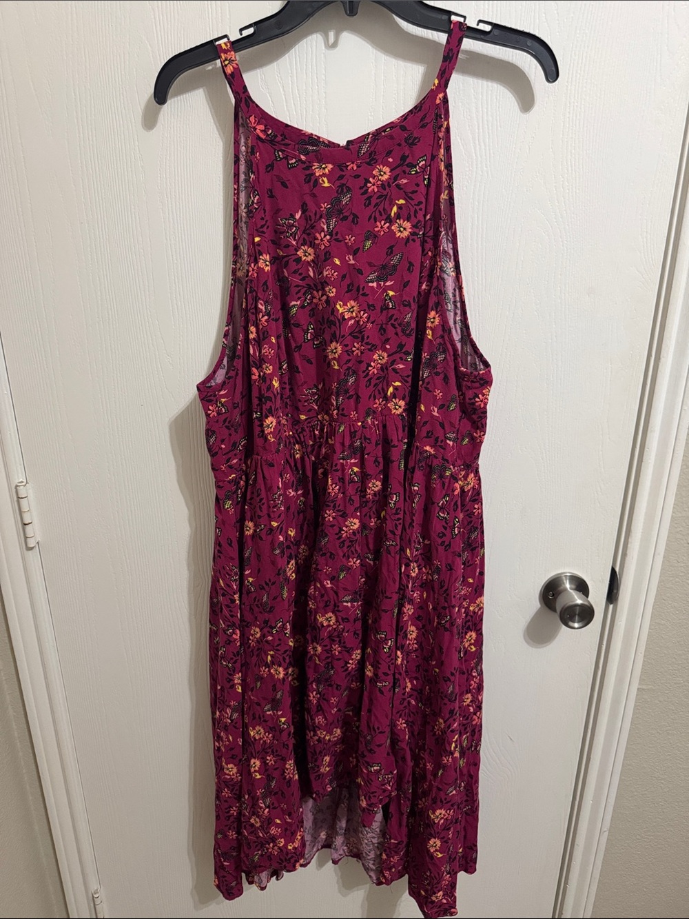 Torrid Floral Challis High Low Dress Fuchsia Pink Women’s 3 Summer Fall Whimsy